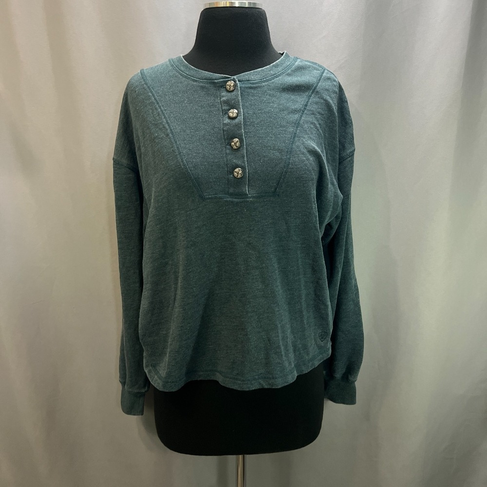 Ariat Ponderosa Sweatshirt Women Small Green Cotton Ribbed Details Raglan Sleeve